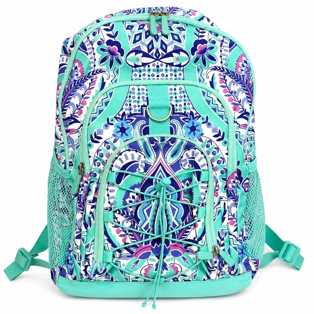 PBteen Large Backpack Boho Medallion Turquoise Purple School Book Bag Organizer